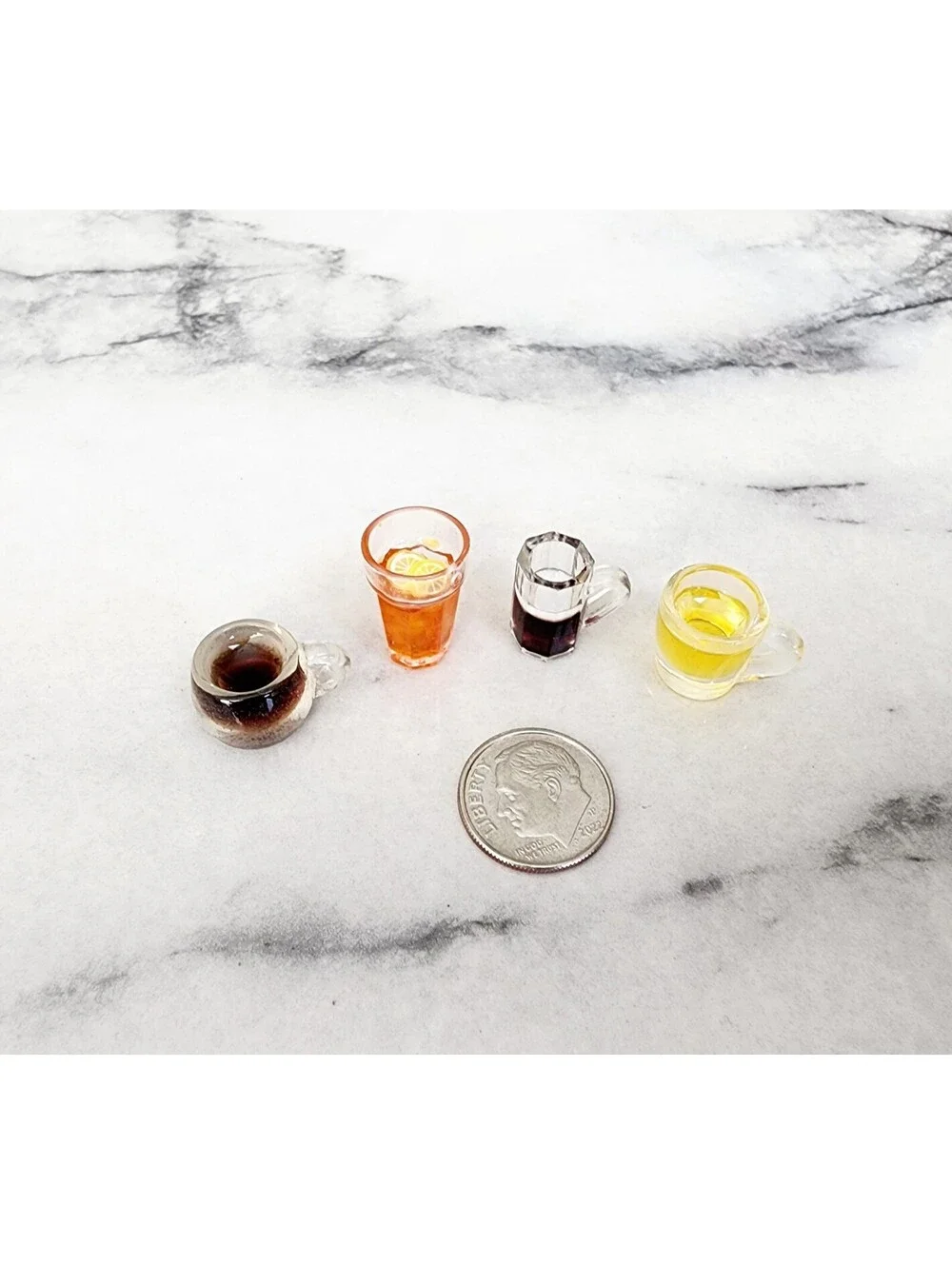 Miniature Dollhouse Drinks Coffee Green Tea Soda Lemon Sweet Tea